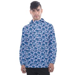 Blue Pattern Scrapbook Men s Front Pocket Pullover Windbreaker