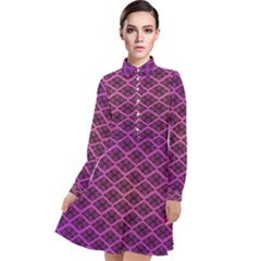 Pattern Texture Geometric Patterns Purple Long Sleeve Chiffon Shirt Dress by Dutashop