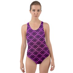 Pattern Texture Geometric Patterns Purple Cut-out Back One Piece Swimsuit