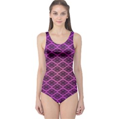 Pattern Texture Geometric Patterns Purple One Piece Swimsuit