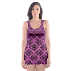 Pattern Texture Geometric Patterns Purple Skater Dress Swimsuit