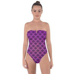 Pattern Texture Geometric Patterns Purple Tie Back One Piece Swimsuit