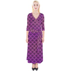 Pattern Texture Geometric Patterns Purple Quarter Sleeve Wrap Maxi Dress