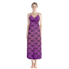 Pattern Texture Geometric Patterns Purple Button Up Chiffon Maxi Dress by Dutashop