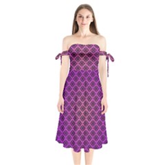 Pattern Texture Geometric Patterns Purple Shoulder Tie Bardot Midi Dress