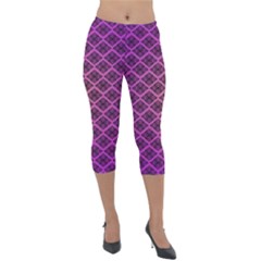 Pattern Texture Geometric Patterns Purple Lightweight Velour Capri Leggings 