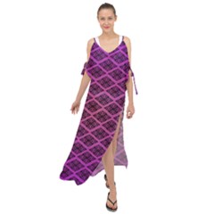 Pattern Texture Geometric Patterns Purple Maxi Chiffon Cover Up Dress by Dutashop