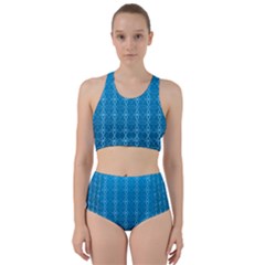 Background Texture Pattern Blue Racer Back Bikini Set by Dutashop