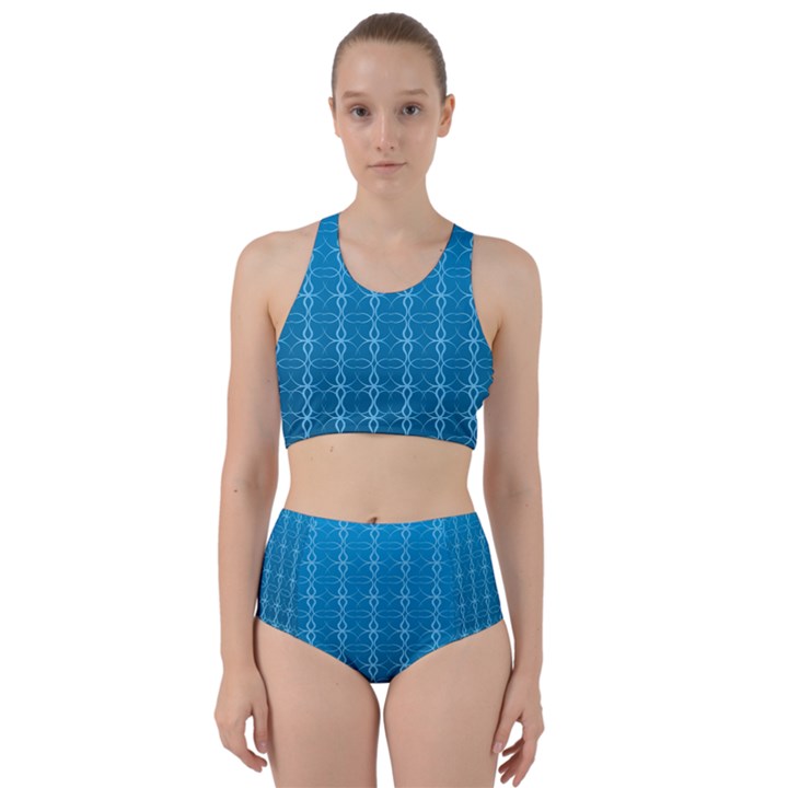 Background Texture Pattern Blue Racer Back Bikini Set