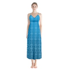 Background Texture Pattern Blue Button Up Chiffon Maxi Dress by Dutashop