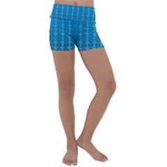 Background Texture Pattern Blue Kids  Lightweight Velour Yoga Shorts