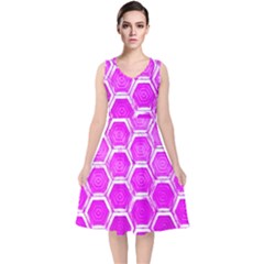 Hexagon Windows  V-neck Midi Sleeveless Dress  by essentialimage365