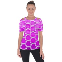 Hexagon Windows  Shoulder Cut Out Short Sleeve Top