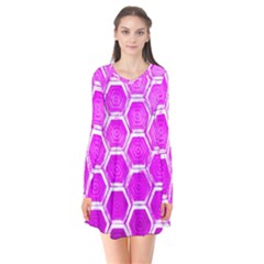 Hexagon Windows  Long Sleeve V-neck Flare Dress