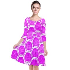 Hexagon Windows  Quarter Sleeve Waist Band Dress
