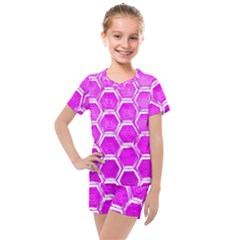 Hexagon Windows  Kids  Mesh Tee And Shorts Set