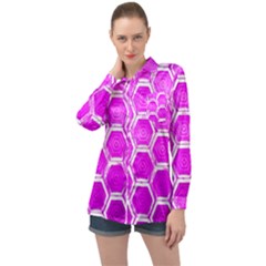 Hexagon Windows  Long Sleeve Satin Shirt