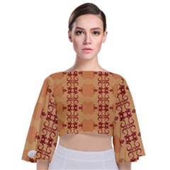 Background Wallpaper Brown Tie Back Butterfly Sleeve Chiffon Top