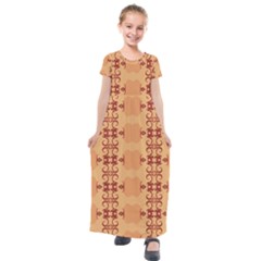 Background Wallpaper Brown Kids  Short Sleeve Maxi Dress by Dutashop
