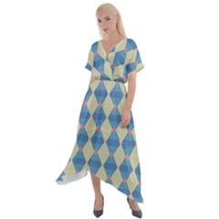 Pattern Texture Chevron Cross Front Sharkbite Hem Maxi Dress