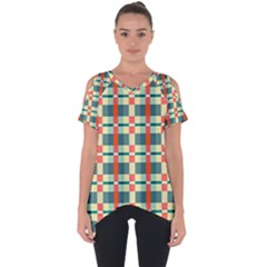 Texture Plaid Cut Out Side Drop Tee by Dutashop