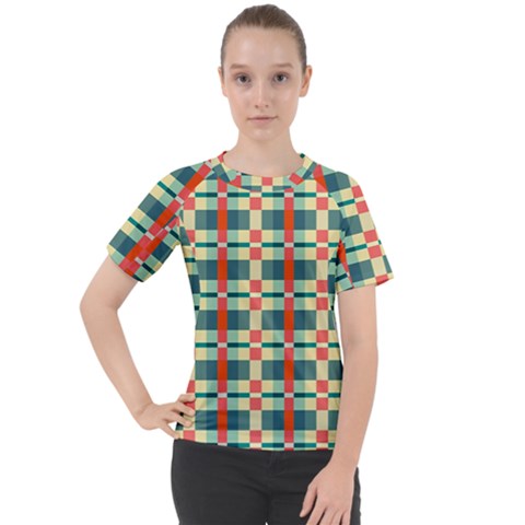 Texture Plaid Women s Sport Raglan Tee by Dutashop