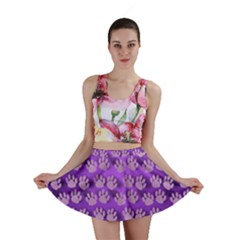 Pattern Texture Feet Dog Purple Mini Skirt