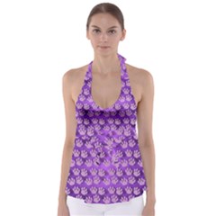 Pattern Texture Feet Dog Purple Babydoll Tankini Top