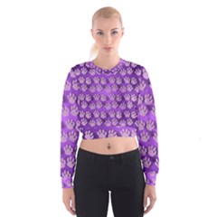 Pattern Texture Feet Dog Purple Cropped Sweatshirt