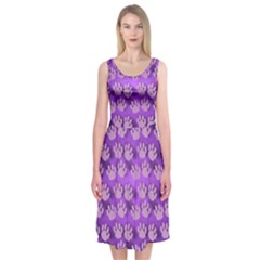 Pattern Texture Feet Dog Purple Midi Sleeveless Dress