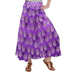 Pattern Texture Feet Dog Purple Satin Palazzo Pants