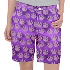 Pattern Texture Feet Dog Purple Pocket Shorts