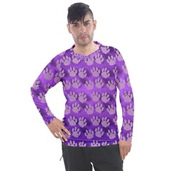 Pattern Texture Feet Dog Purple Men s Pique Long Sleeve Tee