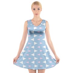 Pattern 3d V-neck Sleeveless Dress