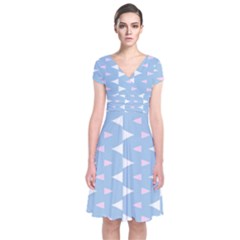 Pattern 3d Short Sleeve Front Wrap Dress