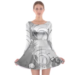 Dance Music Treble Clef Sound Girl Long Sleeve Skater Dress