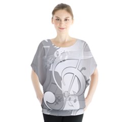 Dance Music Treble Clef Sound Girl Batwing Chiffon Blouse