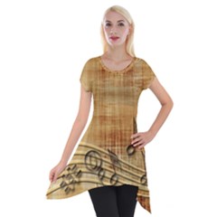 Dance Music Short Sleeve Side Drop Tunic