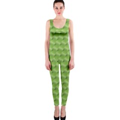 Green Pattern Ornate Background One Piece Catsuit by Dutashop