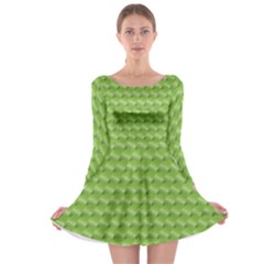 Green Pattern Ornate Background Long Sleeve Skater Dress by Dutashop