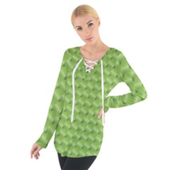 Green Pattern Ornate Background Tie Up Tee by Dutashop
