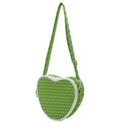 Green Pattern Ornate Background Heart Shoulder Bag by Dutashop