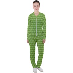 Green Pattern Ornate Background Casual Jacket And Pants Set