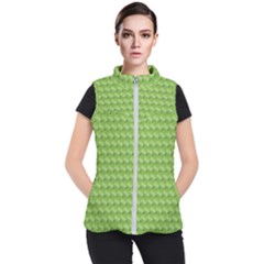 Green Pattern Ornate Background Women s Puffer Vest by Dutashop