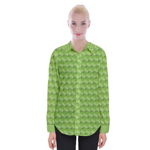 Green Pattern Ornate Background Womens Long Sleeve Shirt by Dutashop