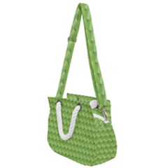 Green Pattern Ornate Background Rope Handles Shoulder Strap Bag by Dutashop