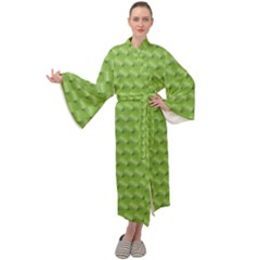 Green Pattern Ornate Background Maxi Velour Kimono