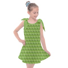 Green Pattern Ornate Background Kids  Tie Up Tunic Dress