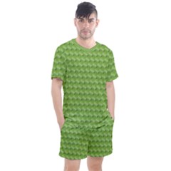 Green Pattern Ornate Background Men s Mesh Tee And Shorts Set