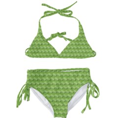Green Pattern Ornate Background Kids  Classic Bikini Set by Dutashop